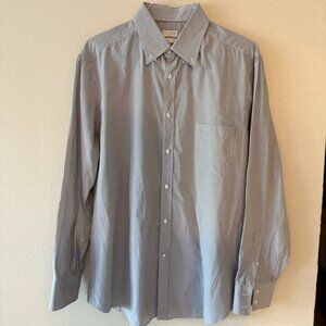 Brunello Cucinelli Men's Dress Shirt Basic Fit Size XL Grey Checkered